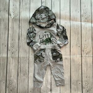 3-6mo Camo Dinosaur Hoodie and Pants Set